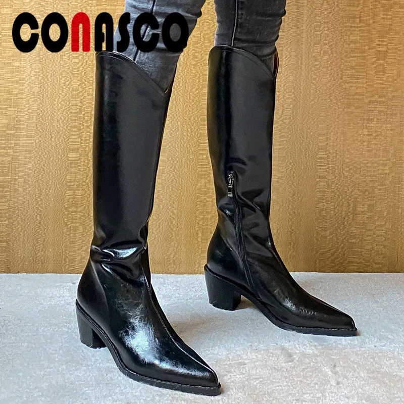 CONASCO Sexy Women Knee High Boots Autumn Winter Warm Cow Leather Night Club Party Prom Shoes High Heels Elegant Boots Woman
CONASCO Sexy Women Knee High Boots Autumn Winter Warm Cow Leather Night Club Party Prom Shoes High Heels Elegant Boots Woman