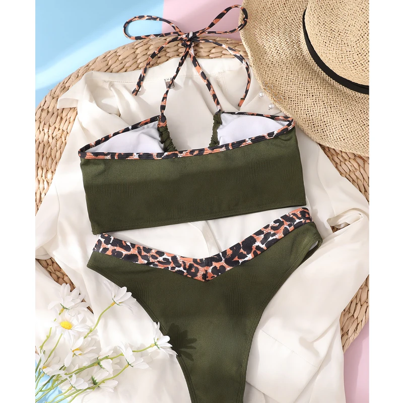 Sexy Leopard Print Swimsuit Female Patchwork Bikini Swimwear High Waisted Halter Bikini Bandage Swimsuit Beach Wear Women 2022
Sexy Leopard Print Swimsuit Female Patchwork Bikini Swimwear High Waisted Halter Bikini Bandage Swimsuit Beach Wear Women 2022