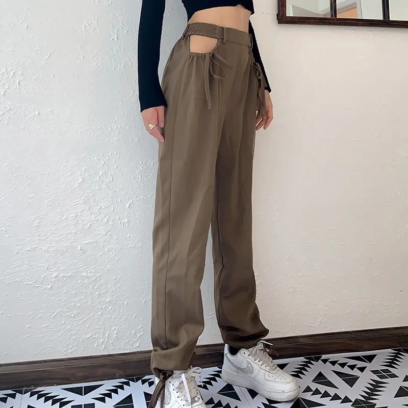 Women's pants for women High waist causal Fashion sexy hollow-out Drawstring loose Trousers Female
Women's pants for women High waist causal Fashion sexy hollow-out Drawstring loose Trousers Female