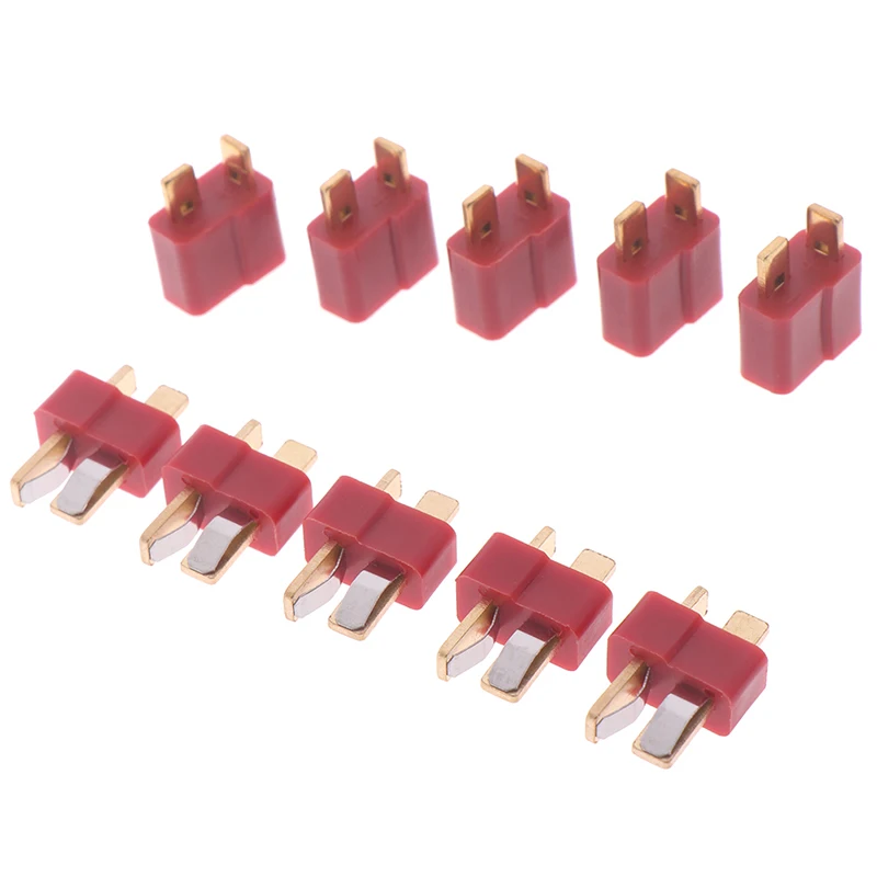 

10Pcs T Plug Jack Connectors Male + Female Deans Connector T For RC LiPo Battery Helicopter Terminals Connectors Kit Hot!