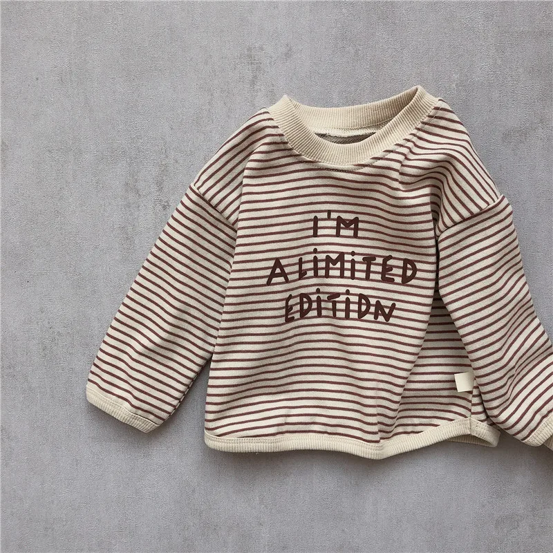 2021 Autumn New Baby Boy Striped Sweatshirt Long Sleeve T Shirt Tops Letter Print Kids Girls Bottoming Shirts Cotton Pullover
2021 Autumn New Baby Boy Striped Sweatshirt Long Sleeve T Shirt Tops Letter Print Kids Girls Bottoming Shirts Cotton Pullover