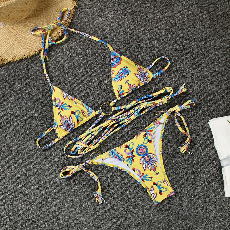 Waist Bathing Suit Beachwear Vintage Print Swimwear Women Triangle Micro Bikini Lace Bathing Suit Women Sexy Low
Waist Bathing Suit Beachwear Vintage Print Swimwear Women Triangle Micro Bikini Lace Bathing Suit Women Sexy Low