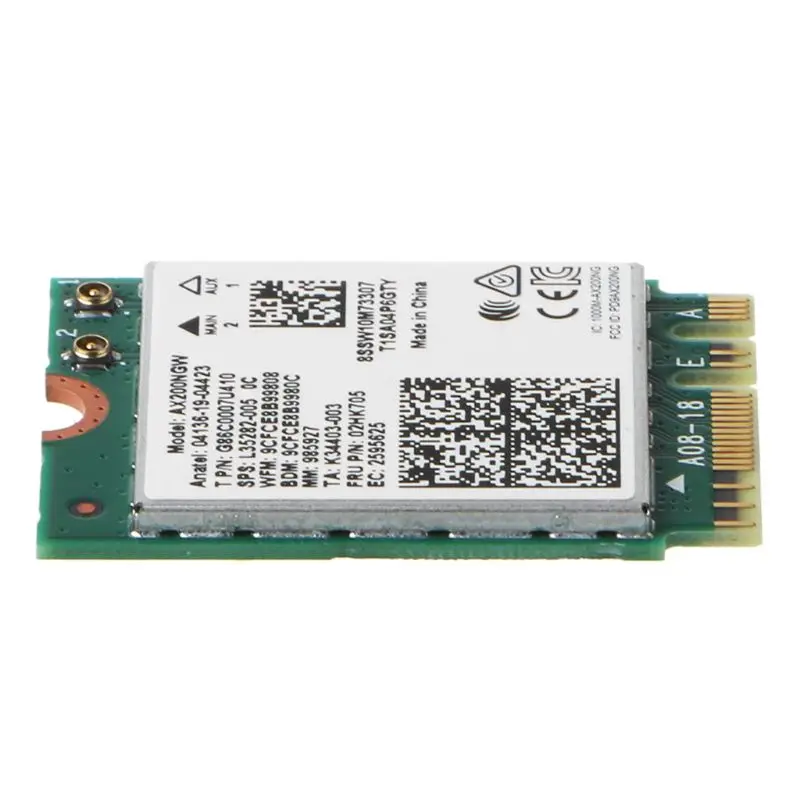 Wireless Dual Band 2400Mbps WiFi6 For In-tel AX200 NGFF M.2 Bluetooth 5.1 Wifi Card AX200NGW Adapter 2.4G/5Ghz 802.11ac/ax 
Wireless Dual Band 2400Mbps WiFi6 For In-tel AX200 NGFF M.2 Bluetooth 5.1 Wifi Card AX200NGW Adapter 2.4G/5Ghz 802.11ac/ax