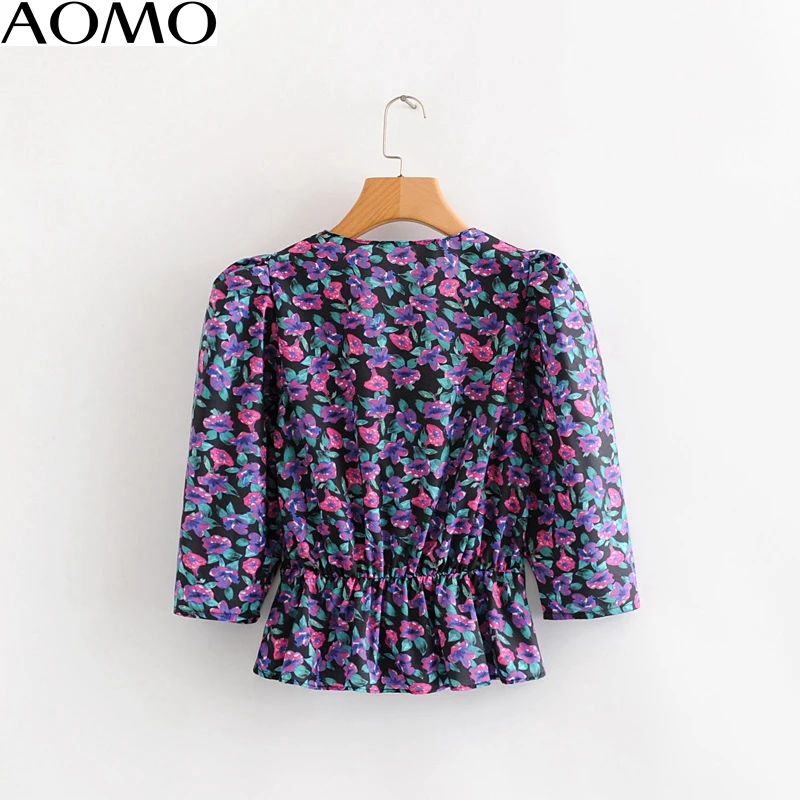 AOMO casual women french style floral print blouse three quarter sleeve chic female stretch waist shirt blusas femininas 2L03A
AOMO casual women french style floral print blouse three quarter sleeve chic female stretch waist shirt blusas femininas 2L03A