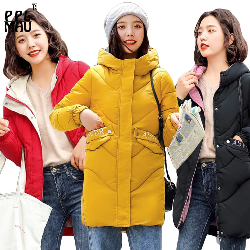 Chaqueta de invierno chaqueta con capucha 2019 nueva casual algodón chic abrigo para mujer|Женские парки| |