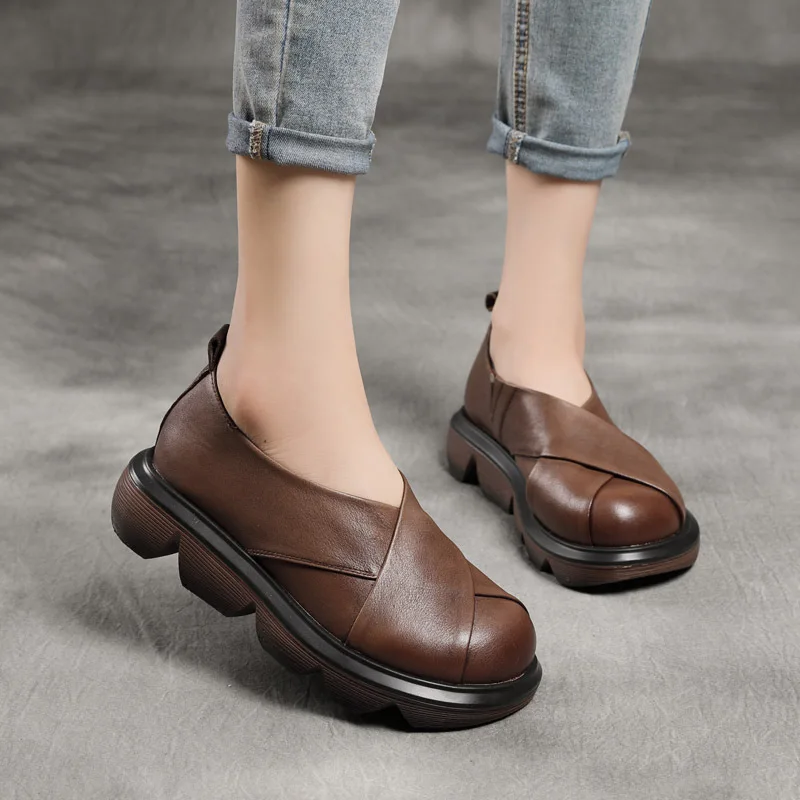 Yiluan Spring Summer 2021 New Retro Genuine Leather Thick-Soled Single Shoes Woman Leather Lazy Shoes Casual Women's Shoes
Yiluan Spring Summer 2021 New Retro Genuine Leather Thick-Soled Single Shoes Woman Leather Lazy Shoes Casual Women's Shoes
