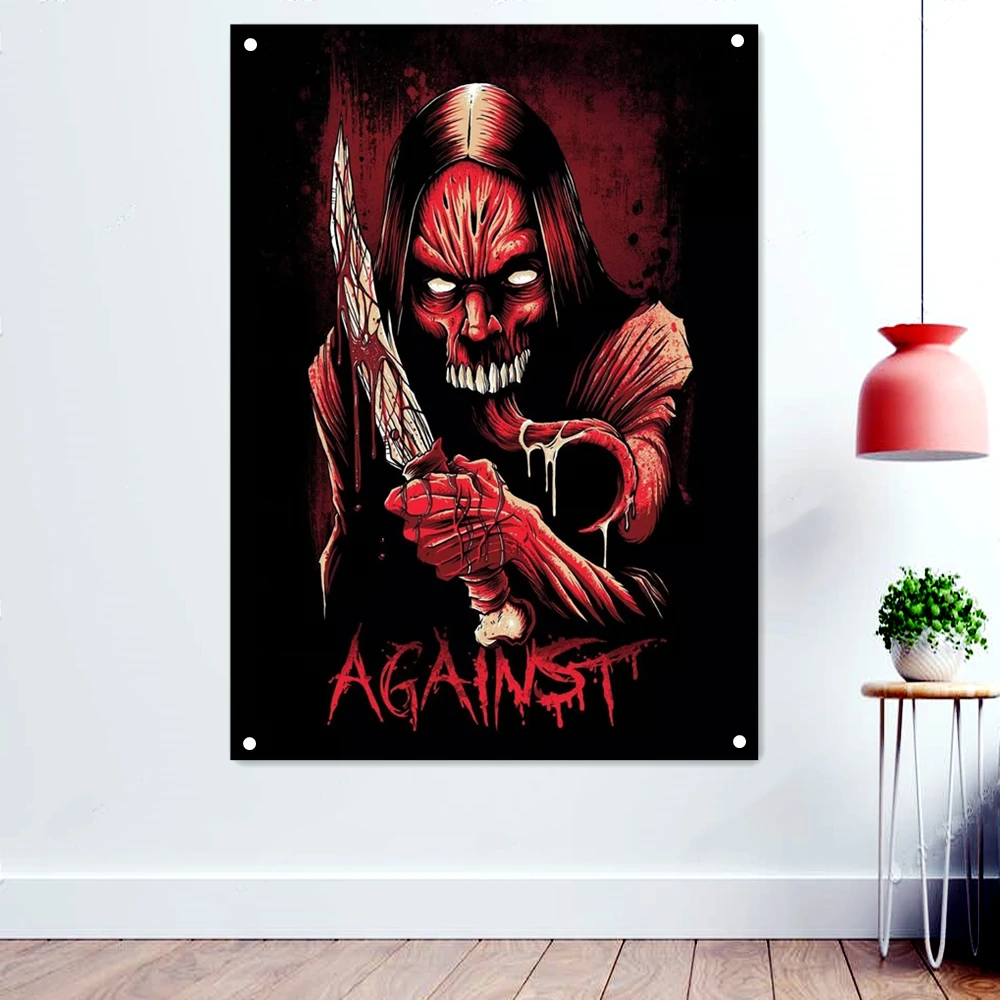 AGAINST Heavy Metal Artwork Banners Wall Art Scary Bloody Background Flags Death Art Tattoos Rock Band Posters Home Decoration
AGAINST Heavy Metal Artwork Banners Wall Art Scary Bloody Background Flags Death Art Tattoos Rock Band Posters Home Decoration
