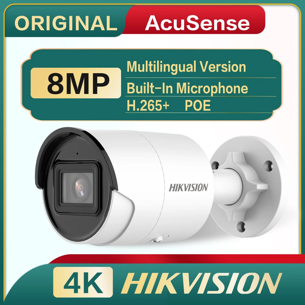 

DS-2CD2083G2-IU Original Hikvision 8 MP AcuSense Fixed Bullet Network Camera Built-In Microphone H.265 POE
