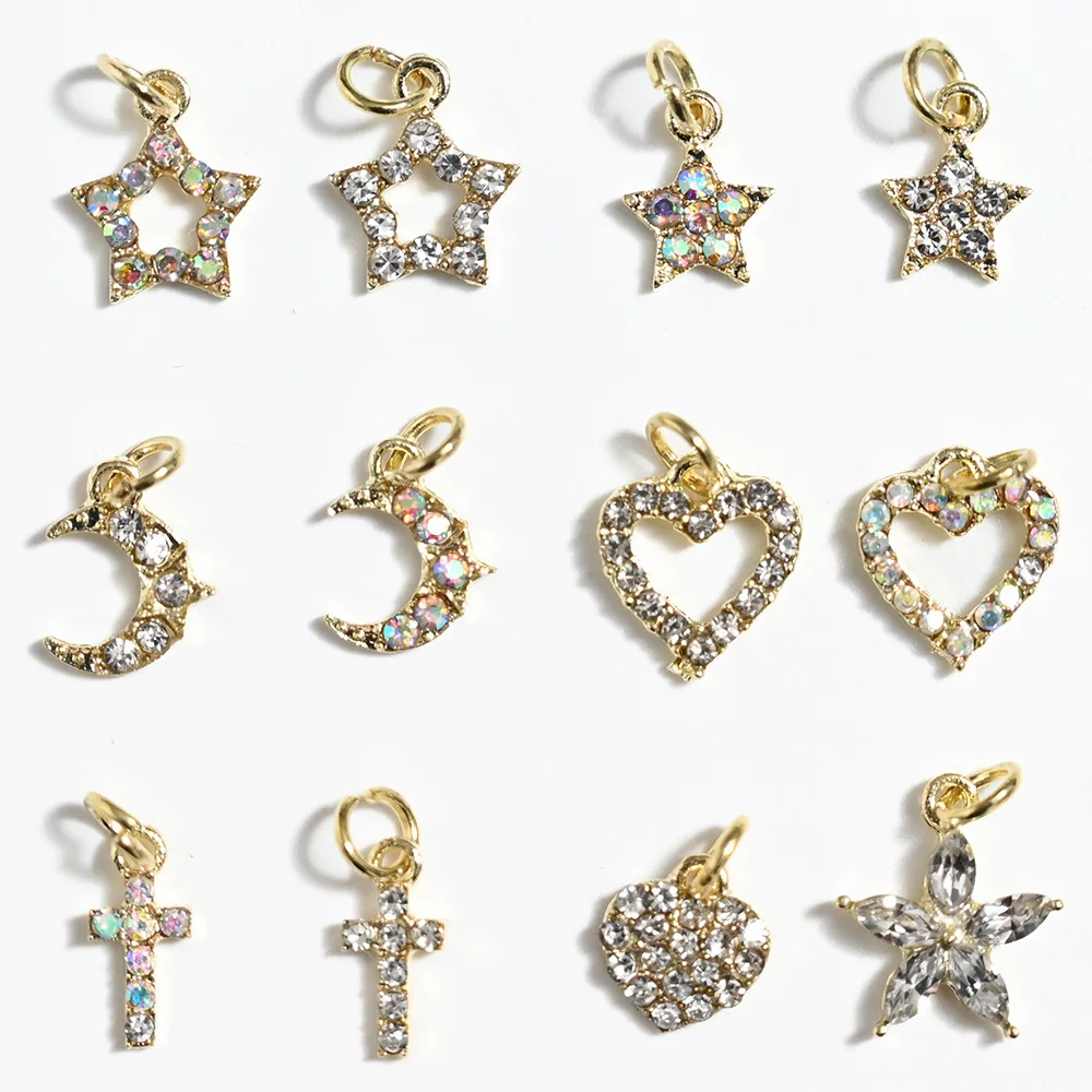 10PCS Diamond Alloy Nail Art Charms Luxury Star/Heart/Moon/Cross Rhinestone 3D Nails Decor Golden Jewelry Manicure Accessories
10PCS Diamond Alloy Nail Art Charms Luxury Star/Heart/Moon/Cross Rhinestone 3D Nails Decor Golden Jewelry Manicure Accessories