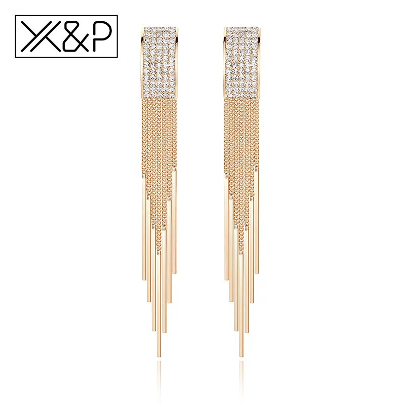X&P Fashion Luxury Long Crystal Tassel Drop Earrings for Women Korean Gold Silver Color Metal Fringe Dangle Earring 2020 Jewelry
X&P Fashion Luxury Long Crystal Tassel Drop Earrings for Women Korean Gold Silver Color Metal Fringe Dangle Earring 2020 Jewelry