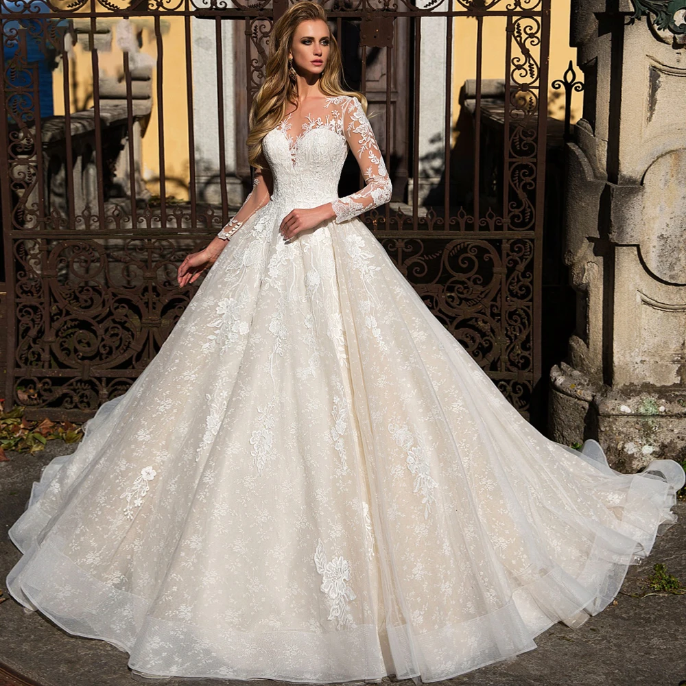 Elegant Illusion Long Sleeve Vintage Wedding Dresses 2021 Luxury Scoop Neck Appliques Court Train A Line Bridal Gowns Button
Elegant Illusion Long Sleeve Vintage Wedding Dresses 2021 Luxury Scoop Neck Appliques Court Train A Line Bridal Gowns Button