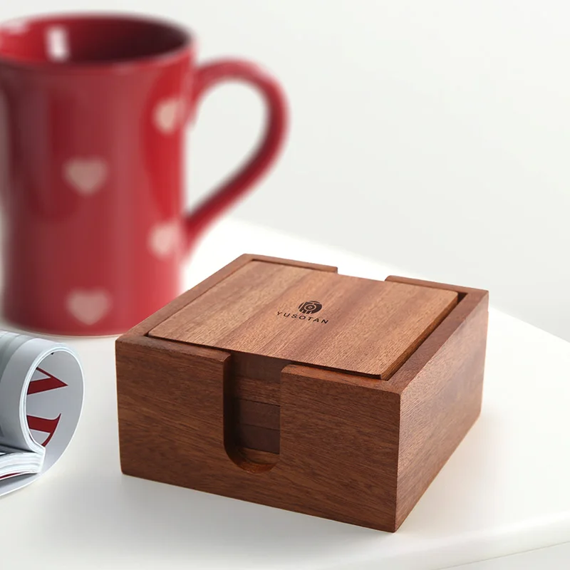 YUSOTAN wooden square cup mat 10*10*1CM 5pcs with storage box made of solid wood heat-resistant wood insulation pad whole sets
YUSOTAN wooden square cup mat 10*10*1CM 5pcs with storage box made of solid wood heat-resistant wood insulation pad whole sets