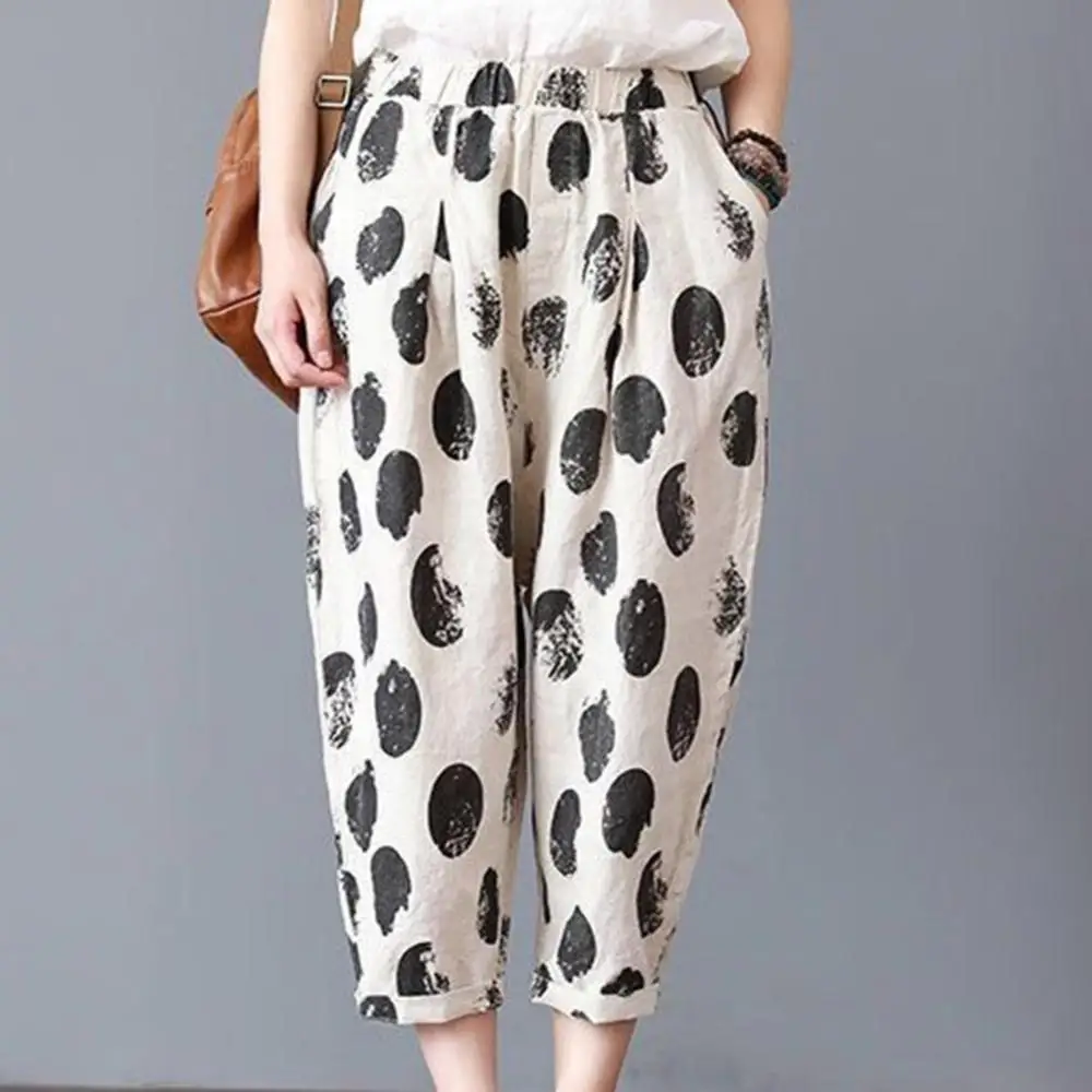 Women linen harem pants casual high waist ankle straps cropped trousers stretch belt printed cropped trousers wild harem pants
Women linen harem pants casual high waist ankle straps cropped trousers stretch belt printed cropped trousers wild harem pants