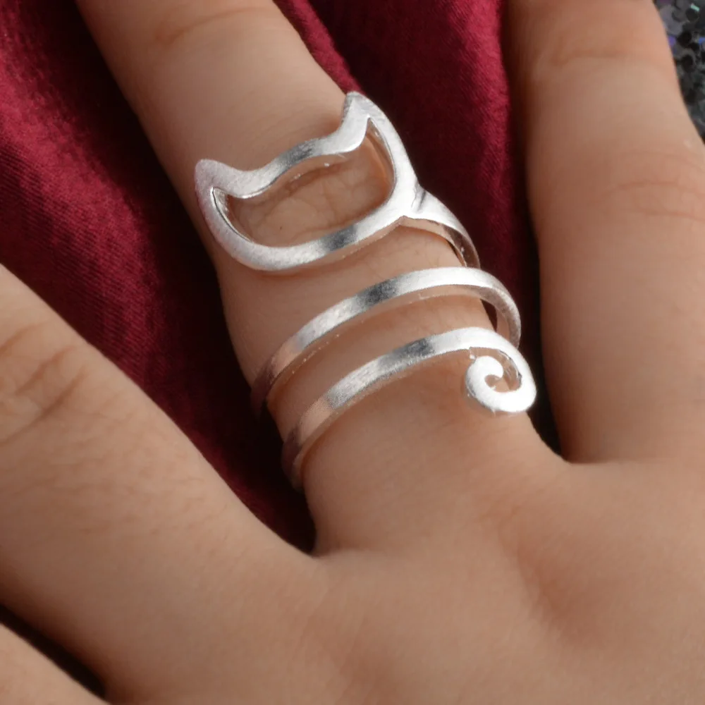 

Evimi 925 Standard Silver Creative Winding Handmade Rings for Women Couples Terndy Party Cute Cat Finger anillos Jewelry Gifts