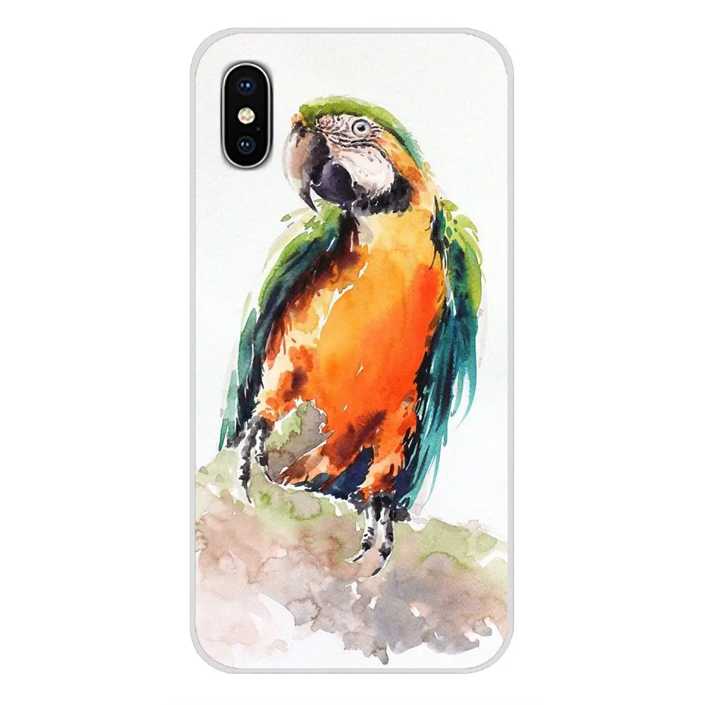 Акварельная красивая птица попугай винтажный для samsung A10 A30 A40 A50 A60 A70 Galaxy S2 Note 2 3 Grand