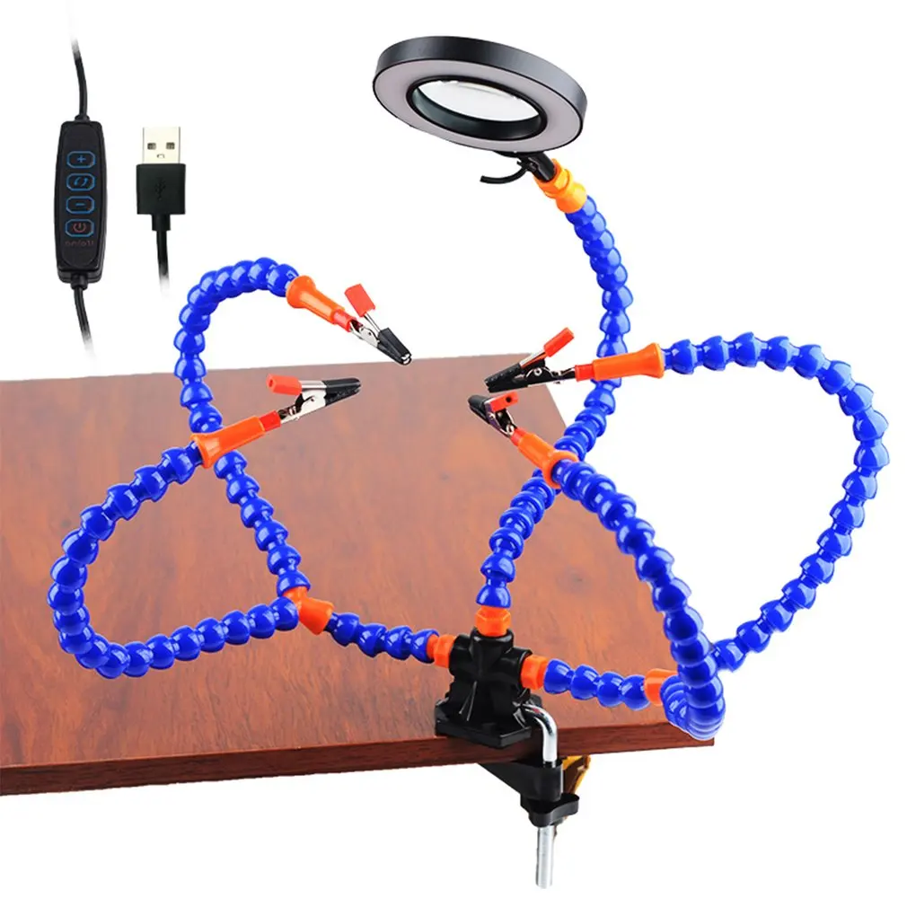 Настольный зажим PCB подставка для паяльника 3X лупа светодиодный светильник кой сварочная ручка гибкий рычаг паяльник сторонний инструмент 
Настольный зажим PCB подставка для паяльника 3X лупа светодиодный светильник кой сварочная ручка гибкий рычаг паяльник сторонний инструмент