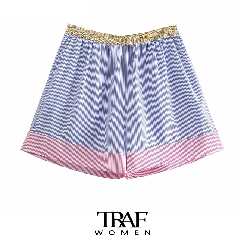 TRAF Women Fashion Side Pockets Patchwork Striped Bermuda Shorts Vintage High Elastic Waist Female Short Pants Mujer
TRAF Women Fashion Side Pockets Patchwork Striped Bermuda Shorts Vintage High Elastic Waist Female Short Pants Mujer