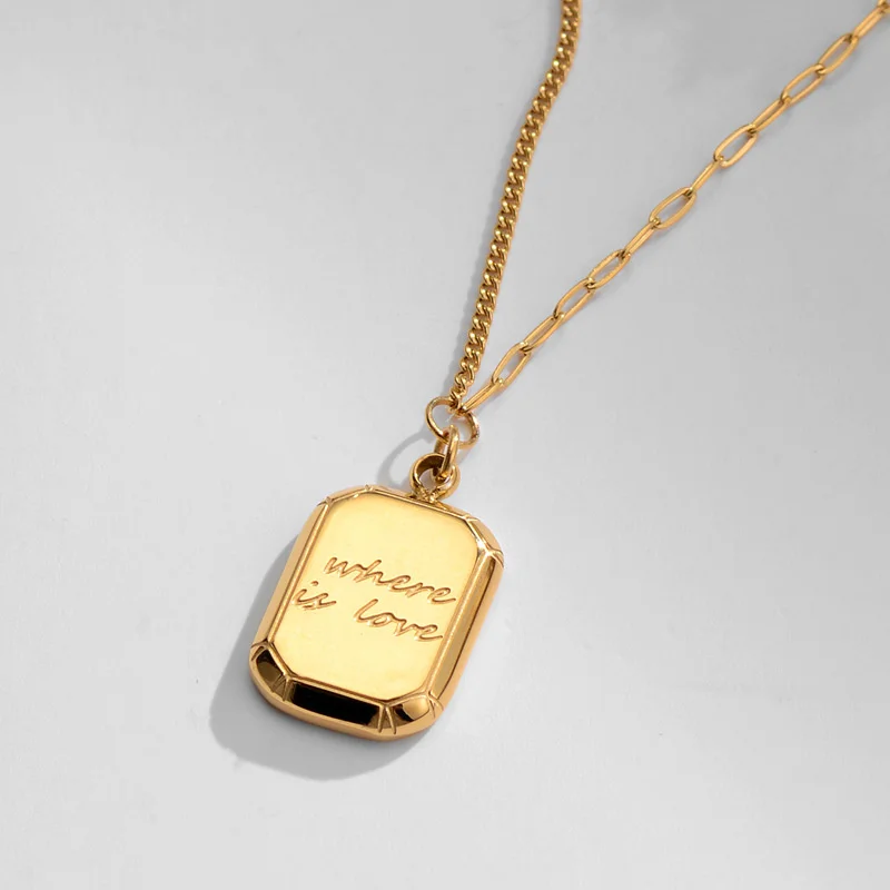 Chocolate candy AB chain titanium steel necklace set chain women's love small square pendant with 18K Gold Plated clavicle chain
Chocolate candy AB chain titanium steel necklace set chain women's love small square pendant with 18K Gold Plated clavicle chain