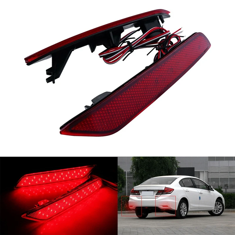 Car Red Lens 60-SMD LED Bumper Reflector Brake Tail Turn Signal Lights for Honda Civic Sedan 2013-2015
Car Red Lens 60-SMD LED Bumper Reflector Brake Tail Turn Signal Lights for Honda Civic Sedan 2013-2015
