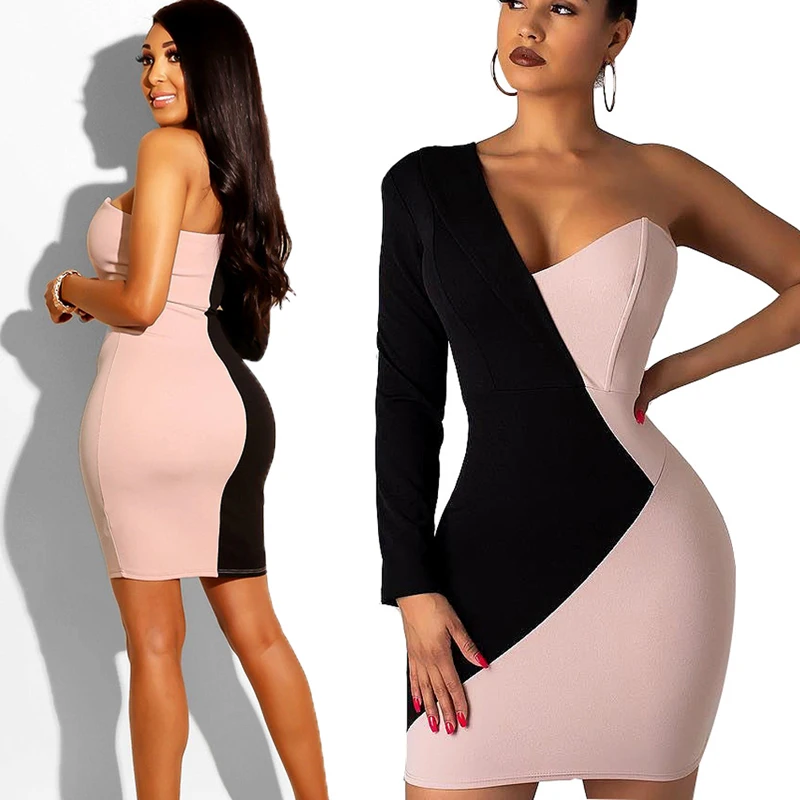 2020 Women Dress Newest Hot Bandage Bodycon Long Sleeve Patchwork One Shoulder Evening Party Club Elegant Ladies Mini Clothing
2020 Women Dress Newest Hot Bandage Bodycon Long Sleeve Patchwork One Shoulder Evening Party Club Elegant Ladies Mini Clothing