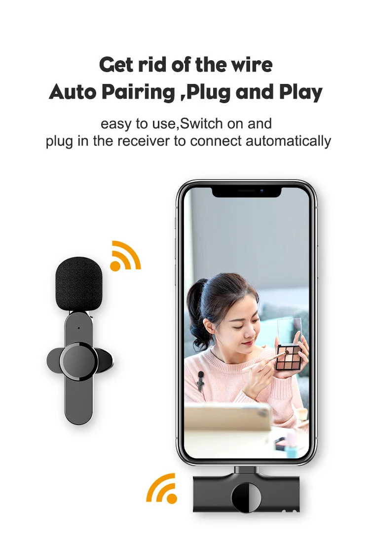Wireless Lavalier Microphone Portable Audio Video Recording Mini Mic for iPhone Android live broadcast gaming Phone Microfonoe
Wireless Lavalier Microphone Portable Audio Video Recording Mini Mic for iPhone Android live broadcast gaming Phone Microfonoe