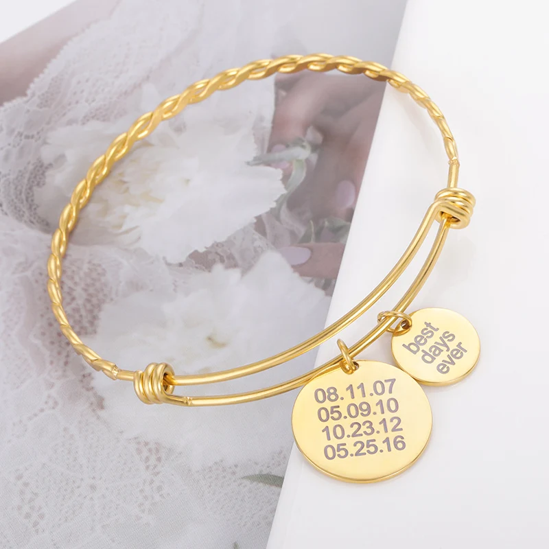 Customized Baby Name Round Bracelets Personalise Engrave Birthday Date Adjustable Stainless Steel Bangles For Family Love Gifts
Customized Baby Name Round Bracelets Personalise Engrave Birthday Date Adjustable Stainless Steel Bangles For Family Love Gifts