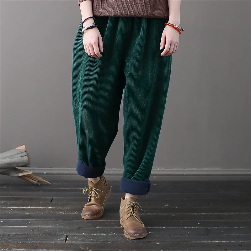 2021corduroy Vintage Pants Solid Color Elastic Waist Trouser Winter New Thick Warm Pockets Fleece Women Harem Pants
2021corduroy Vintage Pants Solid Color Elastic Waist Trouser Winter New Thick Warm Pockets Fleece Women Harem Pants
