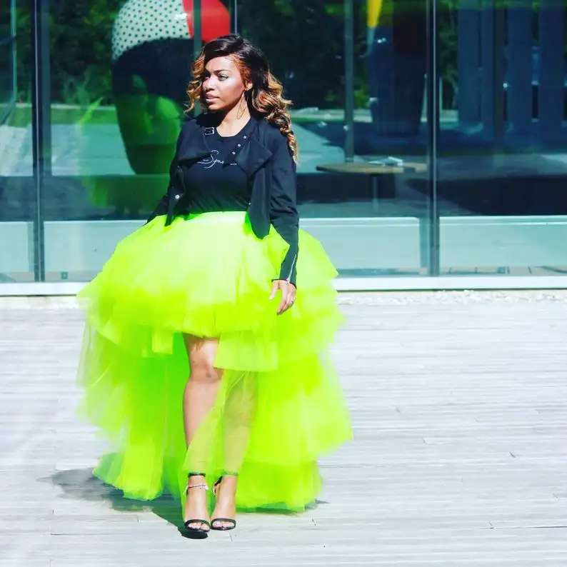 Chic Neon Green High Low Tulle Women Skirts 2020 Puffy Ruffles Tiered Long Tulle Skirt To Party Custom Made Elastic
Chic Neon Green High Low Tulle Women Skirts 2020 Puffy Ruffles Tiered Long Tulle Skirt To Party Custom Made Elastic