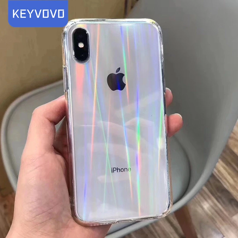 Градиентные радужные лазерные Чехлы для iPhone 12 Mini Pro 11 XR 6 6S 7 8 Plus X XS Max прозрачные