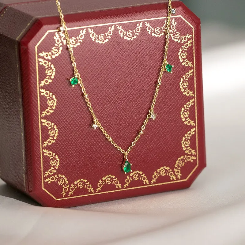 A00959 Pave Green Geometric Zircon Clavicle Chain Necklace for Women Real 925 Sterling Silver Princess Wedding Jewelry
A00959 Pave Green Geometric Zircon Clavicle Chain Necklace for Women Real 925 Sterling Silver Princess Wedding Jewelry
