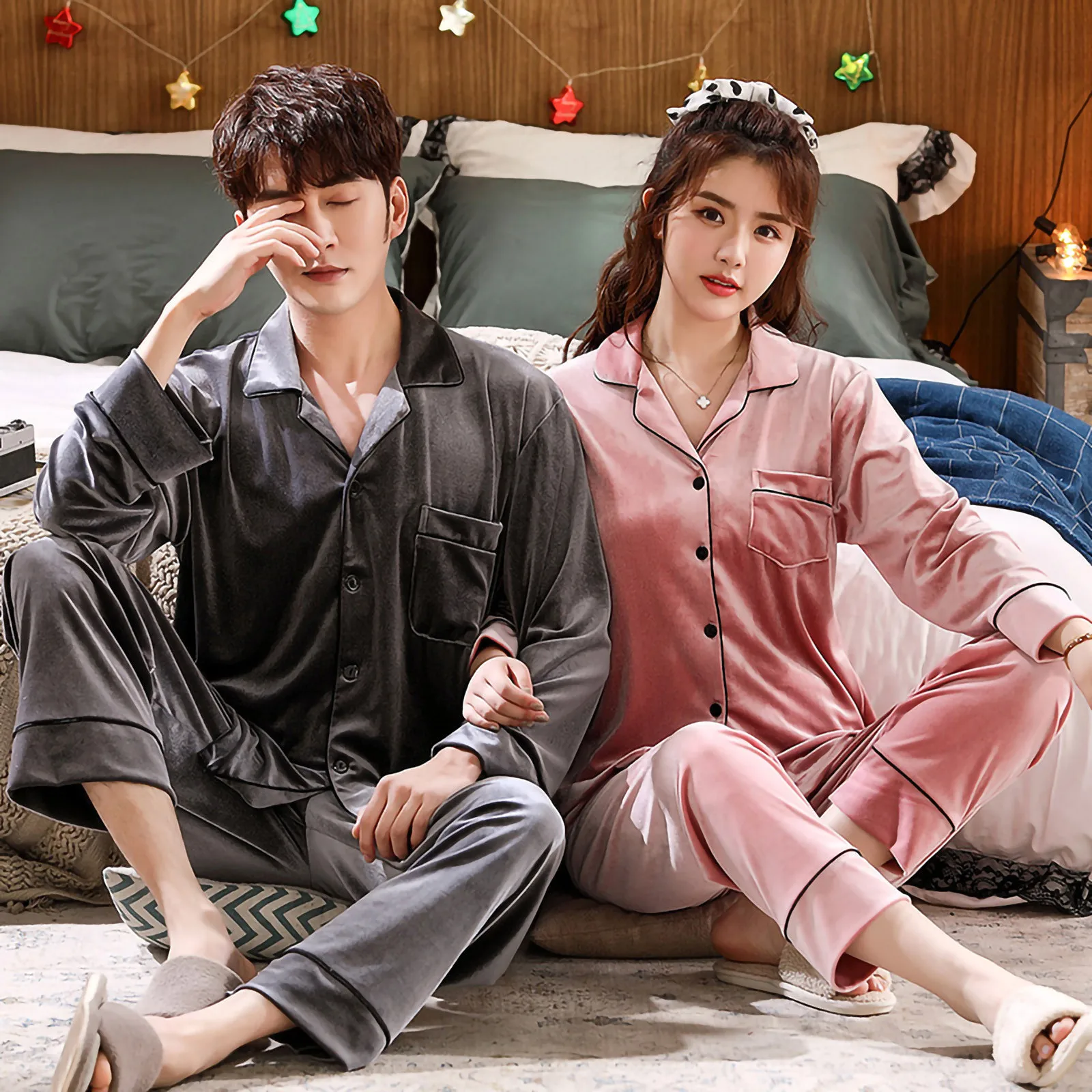 Autumn And Winter Leisure Thermal Sleepwear Set Lapel Two Piece Set Women's Long Sleeve Loose Comfortable Sleepwear Nightwear
Autumn And Winter Leisure Thermal Sleepwear Set Lapel Two Piece Set Women's Long Sleeve Loose Comfortable Sleepwear Nightwear