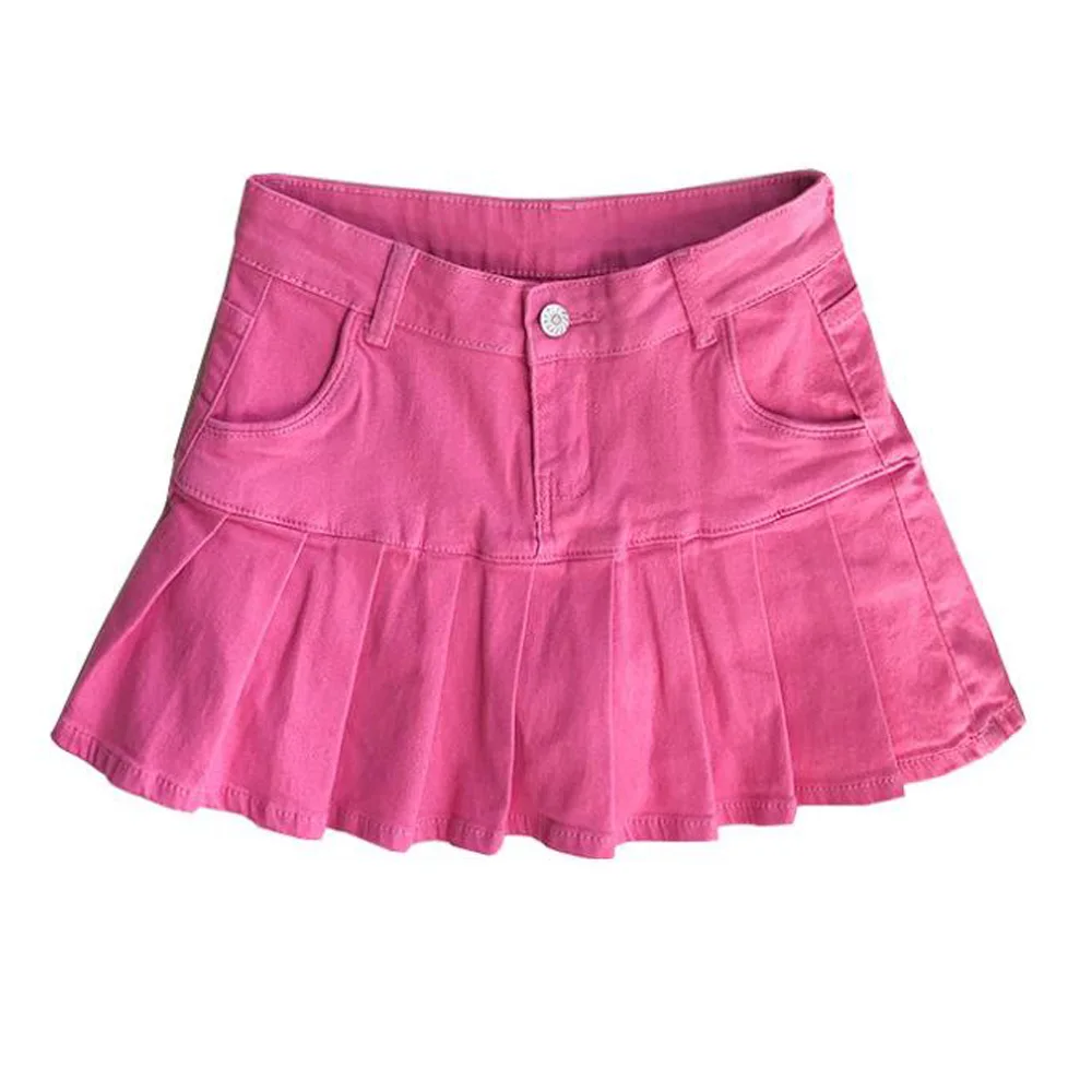 Women's Denim Shorts Skirts Sexy Casual Jean Skirt Pink Low Waist Ruffle Pleated Swing Skirt Femme Saia Jeans Skirts
Women's Denim Shorts Skirts Sexy Casual Jean Skirt Pink Low Waist Ruffle Pleated Swing Skirt Femme Saia Jeans Skirts