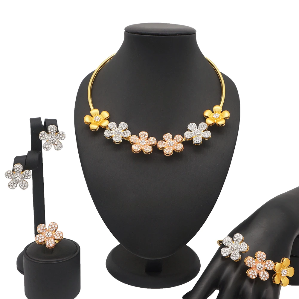 Party Wedding Jewelry sets Flower Necklace and Earring For Bridal real Pure Gold Color High Quality wholesale african
Party Wedding Jewelry sets Flower Necklace and Earring For Bridal real Pure Gold Color High Quality wholesale african