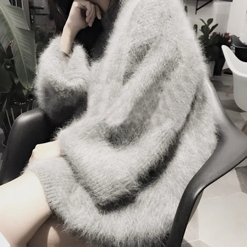 JSXDHK Autumn Winter Gray Mir Cashmere Long Sweater Chic Fashion Women Thickend Warm Mohair Knitting Flare Sleeve Soft Pullovers
JSXDHK Autumn Winter Gray Mir Cashmere Long Sweater Chic Fashion Women Thickend Warm Mohair Knitting Flare Sleeve Soft Pullovers