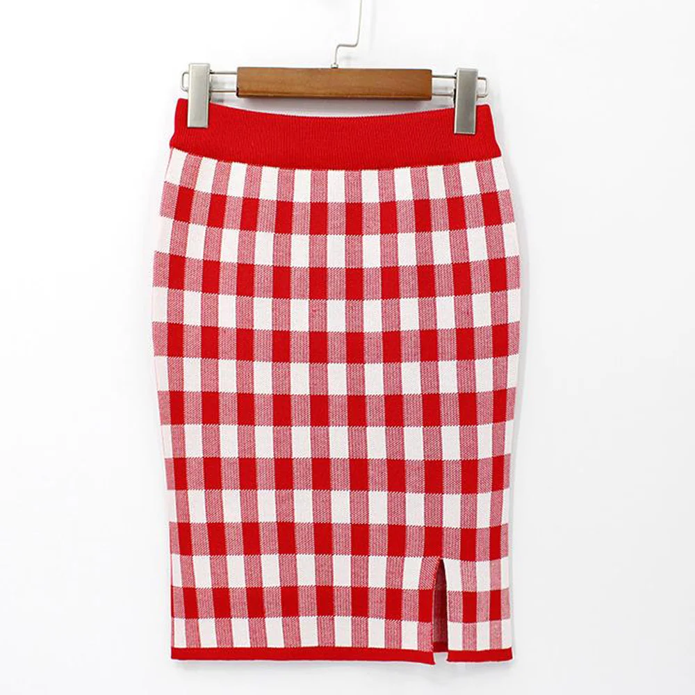 Vintage Plaid Skirts Elastic Knit Skirt Women High Waist Knitted Bandage Skirt Female Korean Black Plaid Mini Pencil Skirts
Vintage Plaid Skirts Elastic Knit Skirt Women High Waist Knitted Bandage Skirt Female Korean Black Plaid Mini Pencil Skirts