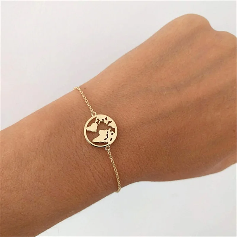World Map Charm Bracelets for Women Simple Adjustable Gold Silver Hand Chain Vintage Jewelry Pulseras Mujer Earth Day Gifts
World Map Charm Bracelets for Women Simple Adjustable Gold Silver Hand Chain Vintage Jewelry Pulseras Mujer Earth Day Gifts