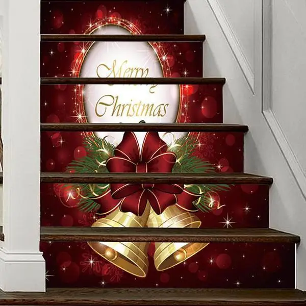 

Рождественские 3D наклейки для лестницы, рождественские креативные наклейки для лестницы, 3D украшения для новогодней елки, коридора, лестни...