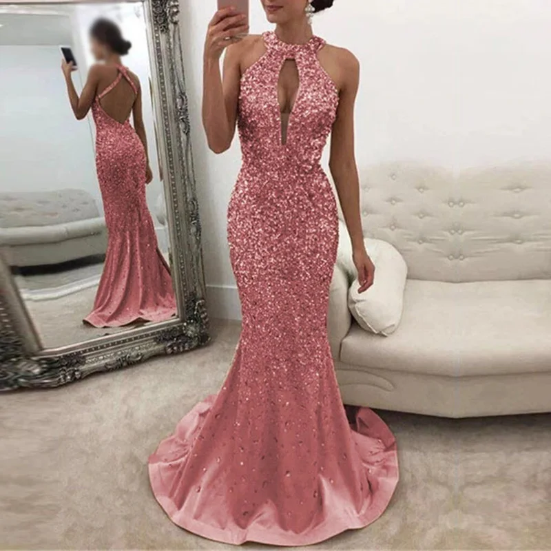 Sexy Party Backless Dress Women Sleeveless Halter Long Dresses Female 2020 Club Slim Clothes
Sexy Party Backless Dress Women Sleeveless Halter Long Dresses Female 2020 Club Slim Clothes