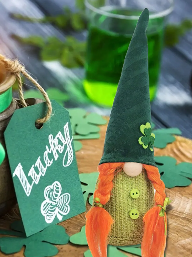 

St Patricks Day Tomte Gnome Faceless Doll Irish Shamrock Clover Elf Plush Toy Doll Luck Lovely Plushie Perfect Gift For Family