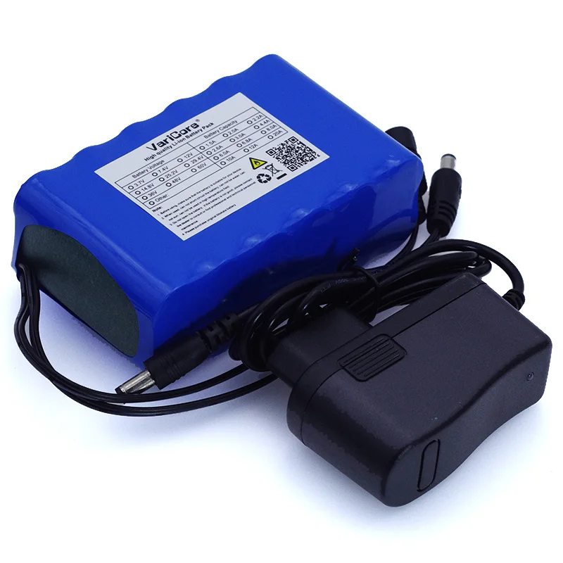 VariCore 12 v 10Ah 18650 lithium battery 10000 mah, with BMS circuit protection board DC 5.5 * 2.1mm + 12.6 v 1A charger
VariCore 12 v 10Ah 18650 lithium battery 10000 mah, with BMS circuit protection board DC 5.5 * 2.1mm + 12.6 v 1A charger