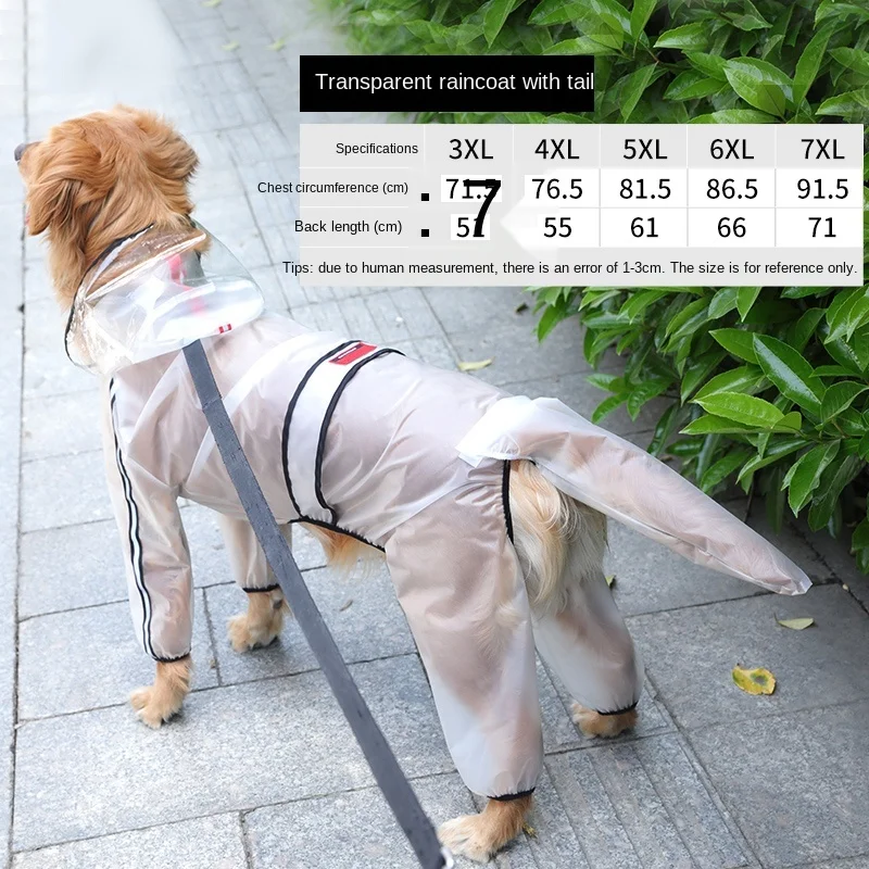 

Dog Raincoat Golden Retriever Shiba Inu Border Collie Husky Medium-Sized Dog Large Dog Pet Rainy Day Waterproof Poncho Clothes