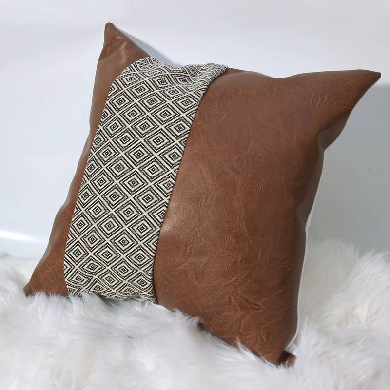 45*45 Linen Cotton PU Leather Patchwork Throw Pillow Bedroom Office Home Decor Cushion Cover Sofa Chair Decorative Pillowcase
45*45 Linen Cotton PU Leather Patchwork Throw Pillow Bedroom Office Home Decor Cushion Cover Sofa Chair Decorative Pillowcase