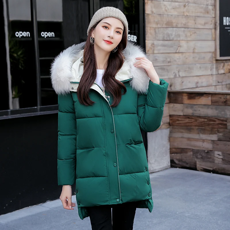 New Women Jacket 2021 Winter Fake Fur Collar Warm Down Parkas Thicken Slim Outerwear Outerwear Coat Cotton Padded Basic Tops
New Women Jacket 2021 Winter Fake Fur Collar Warm Down Parkas Thicken Slim Outerwear Outerwear Coat Cotton Padded Basic Tops