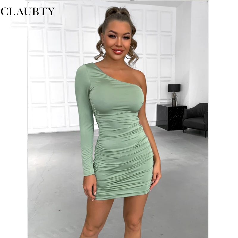 Summer Casual Ellegant One Shoulder Solid Color Print Folds Mini Dress Ladies Sheath Party Birthday Holiday Long Sleeve Dresses
Summer Casual Ellegant One Shoulder Solid Color Print Folds Mini Dress Ladies Sheath Party Birthday Holiday Long Sleeve Dresses
