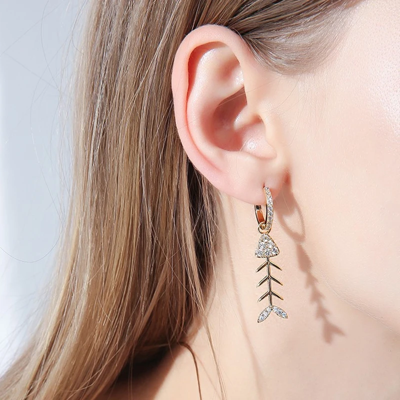 Trendy Exquisite 14k Real Gold Fish Bone Charm Earrings for Women High Quality Jewelry Bling AAA Zirconia Wedding Party Gift
Trendy Exquisite 14k Real Gold Fish Bone Charm Earrings for Women High Quality Jewelry Bling AAA Zirconia Wedding Party Gift