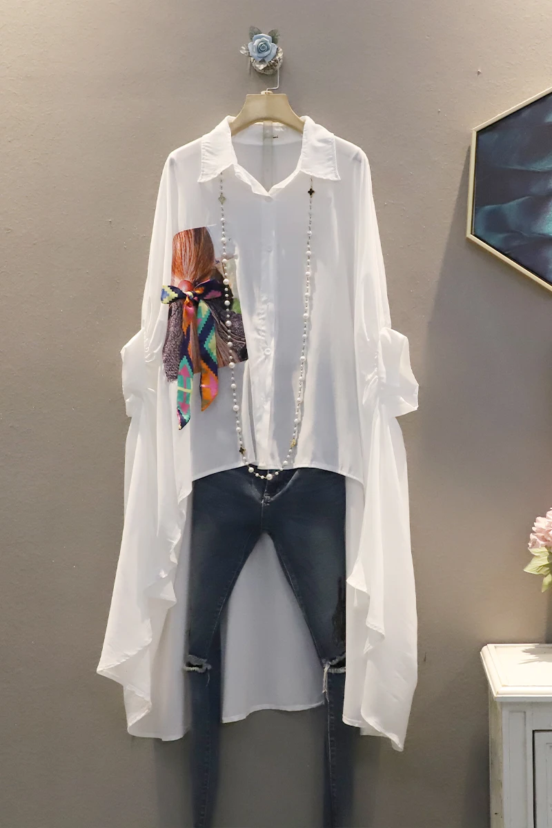 Front Short Back Long Women Irregular Blouse 2021 Women Character Printed Blouse Female Single Breasted Blouse Z603
Front Short Back Long Women Irregular Blouse 2021 Women Character Printed Blouse Female Single Breasted Blouse Z603