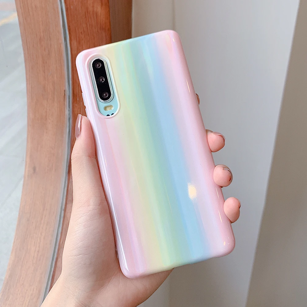 Чехол LOVECOM для телефона Huawei P40 Pro P30 P20 Mate 20 30 Nova 5 роскошный мягкий чехол с радужным