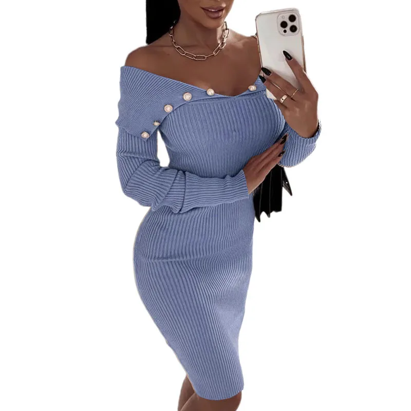 Autumn Winter Elegant Sexy Office Slim Midi Dress Women's Casual Button Knited Long Sleeve Vestidos Solid Pencil Bodycon Dresses
Autumn Winter Elegant Sexy Office Slim Midi Dress Women's Casual Button Knited Long Sleeve Vestidos Solid Pencil Bodycon Dresses