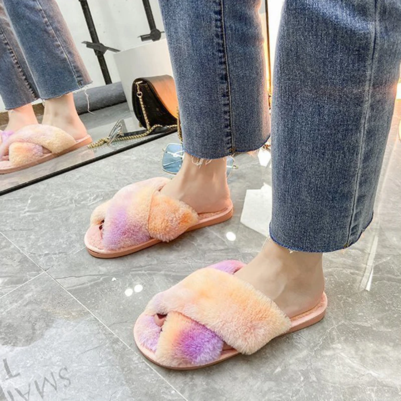 Women's Faux Fur Slippers House Multi Color Comfortable Slides Indoor Shoes Furry Sliders Autumn Winter S6101
Women's Faux Fur Slippers House Multi Color Comfortable Slides Indoor Shoes Furry Sliders Autumn Winter S6101