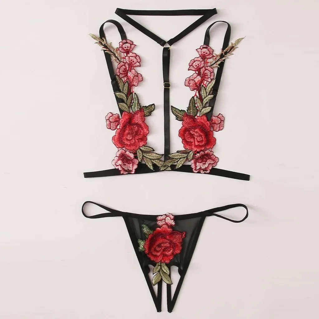 G-string Red Black Floral Embroidery Bralette Cupless Lace Bra Bustier Underpants sexy panties Lingerie
G-string Red Black Floral Embroidery Bralette Cupless Lace Bra Bustier Underpants sexy panties Lingerie